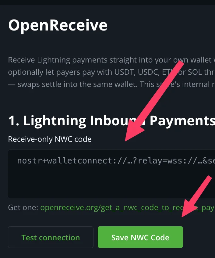 Paste the NWC code and save